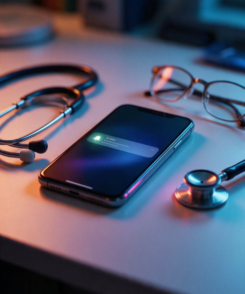 smartphone-lying-on-a-clean-desk-with-a-notification